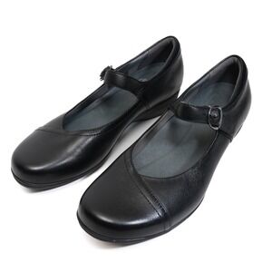 Dansko Fawna Mary Jane Shoes Women 8.5-9 EU 39 Black Leather Adjustable Strap